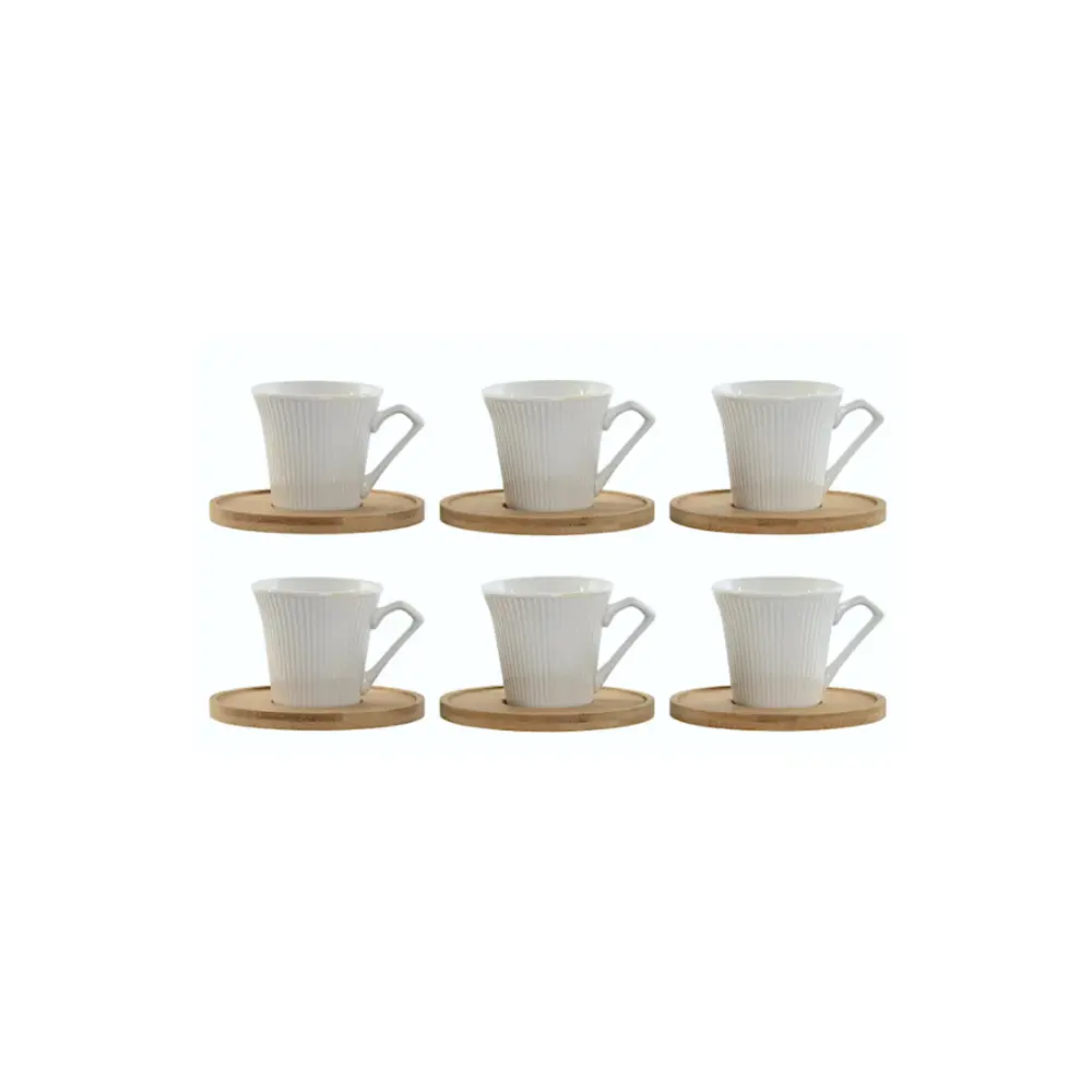 Set 6 Tazze Caffè 90 ml con Piattino Bamboo | Generoso Casalinghi