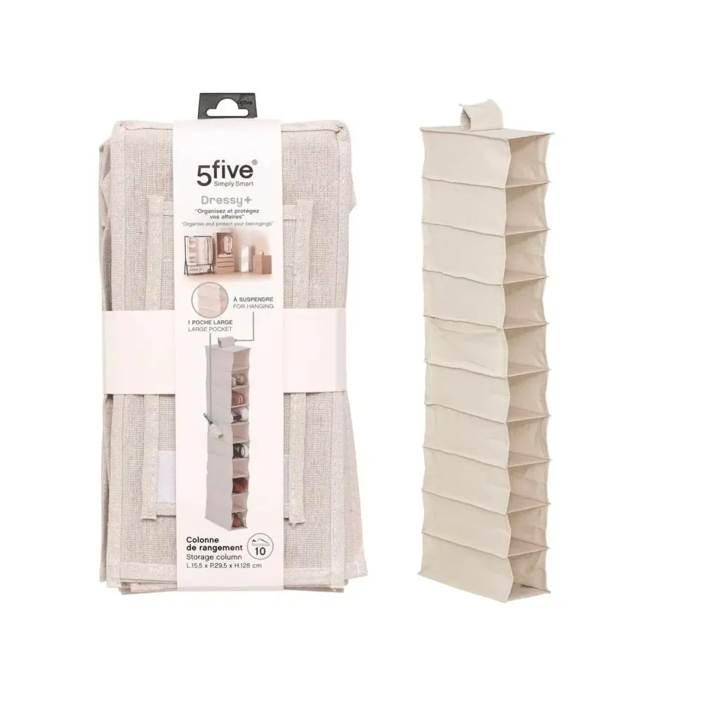 Scarpiera Groomy 10 Scomparti con Cestino Beige