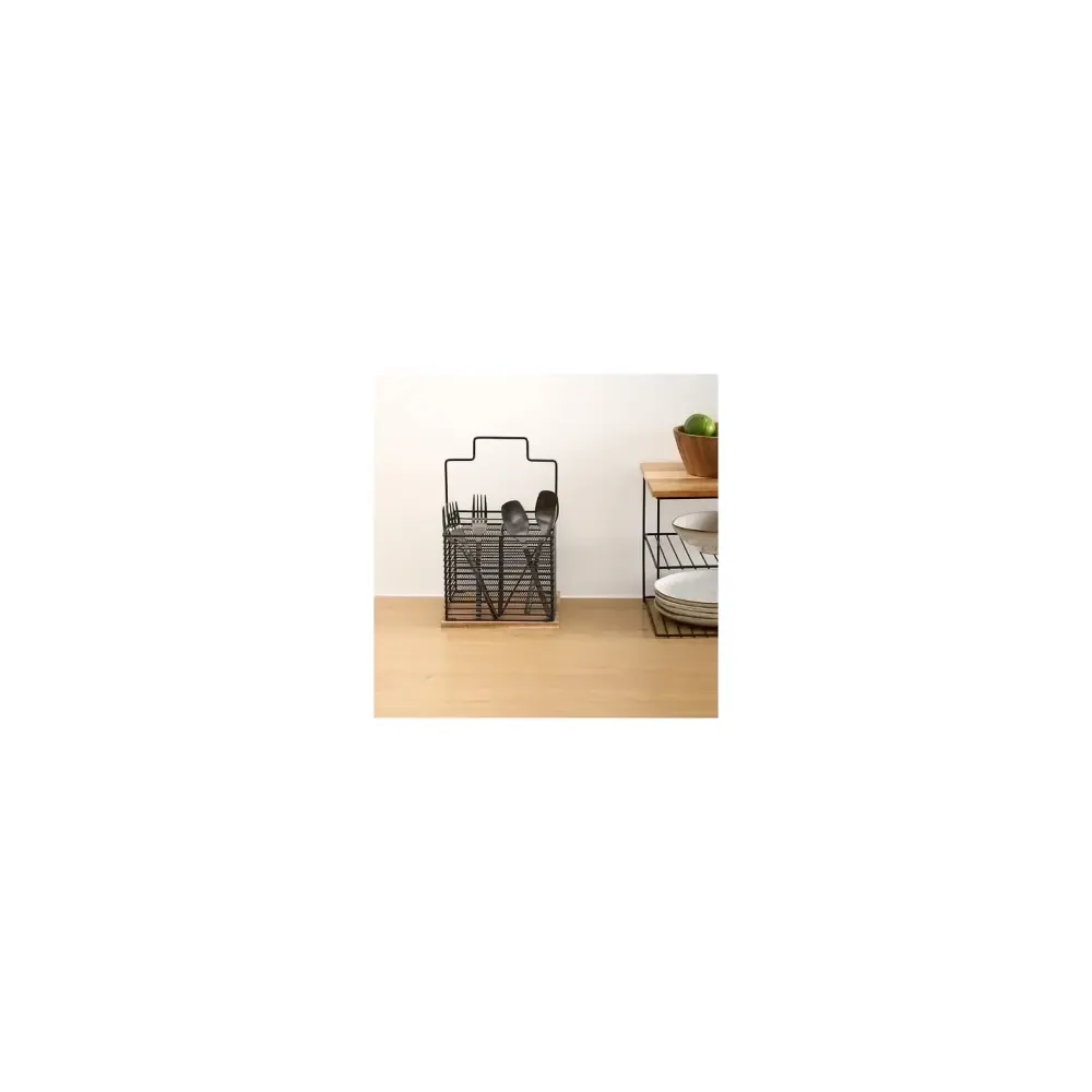 Portaposate Nero Metallo e Legno 5 Five | Generoso Casalinghi