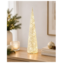 Albero Natale Cono Bianco Oro 30 LED Mercury