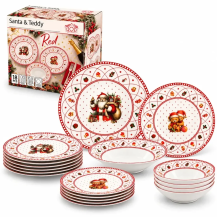 Piatti Natale Santa & Teddy Red 18 Pezzi | Generoso Casalinghi