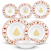 Piatti Christmas Charm Albero Rosso e Oro 18 Pezzi