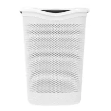 Portabiancheria intreccio 55 litri bianco con coperchio
