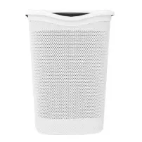 Portabiancheria intreccio 55 litri bianco con coperchio