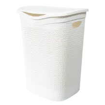 Portabiancheria intreccio 55 litri bianco con coperchio