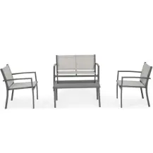 Salotto Florida 4 posti antracite grigio chiaro con tavolino vetro