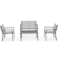 Salotto Florida 4 posti antracite grigio chiaro con tavolino vetro