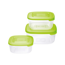 Set 3 Contenitori in plastica per alimenti - Quadrato