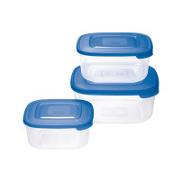 Set 3 Contenitori in plastica per alimenti - Quadrato