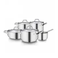 Batteria Chef Line 9 Pezzi Acciaio Inox 18/10 Made in Italy per Induzione