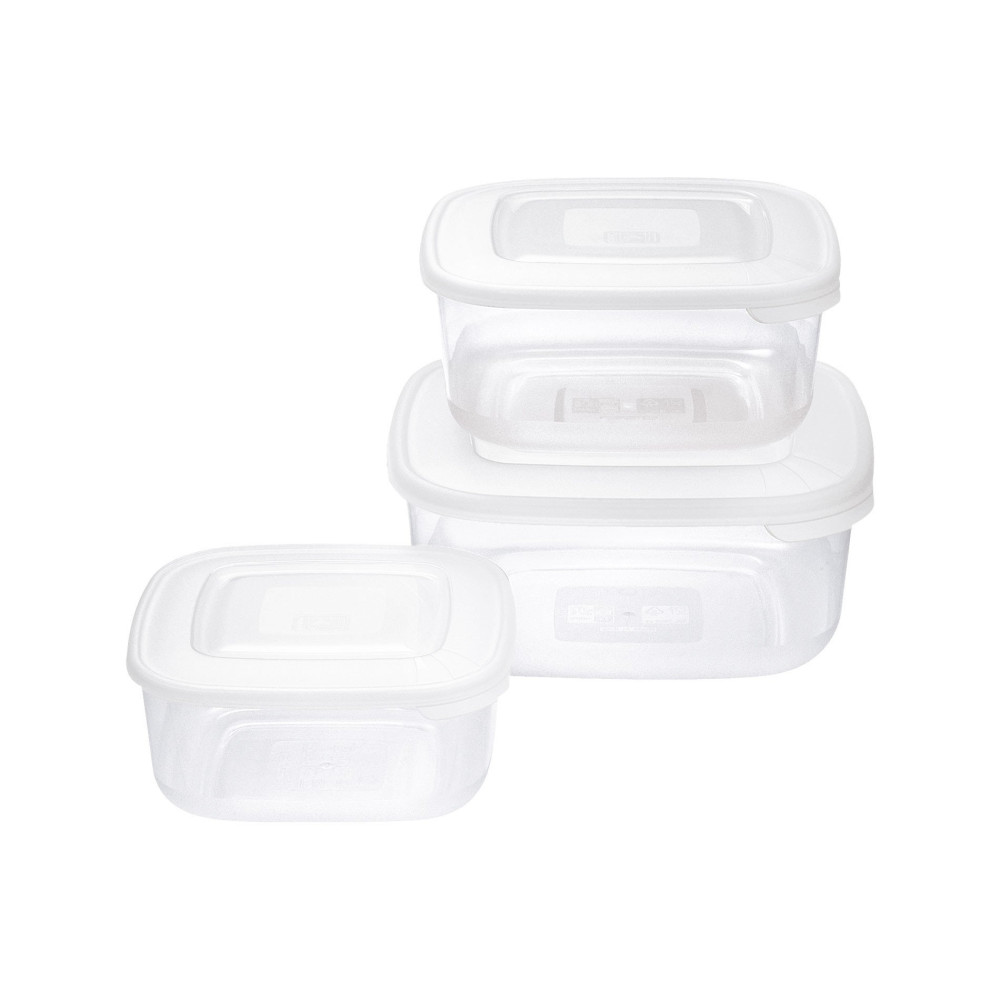 Set 3 Contenitori in plastica per alimenti - Quadrato