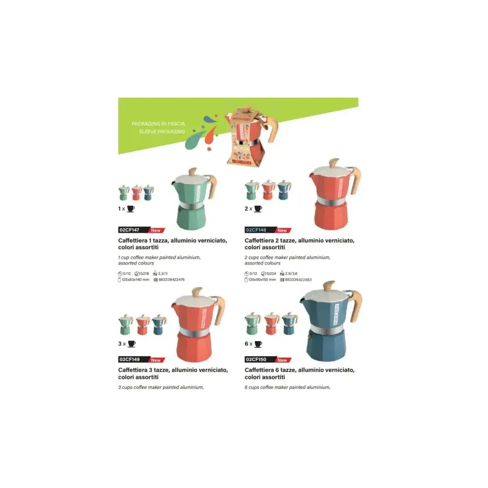 Pedrini MyMoka Caffettiera 6 tazze colori assortiti