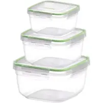 Pedrini Set 3 Contenitori Quadrati 500/900/1500 ml