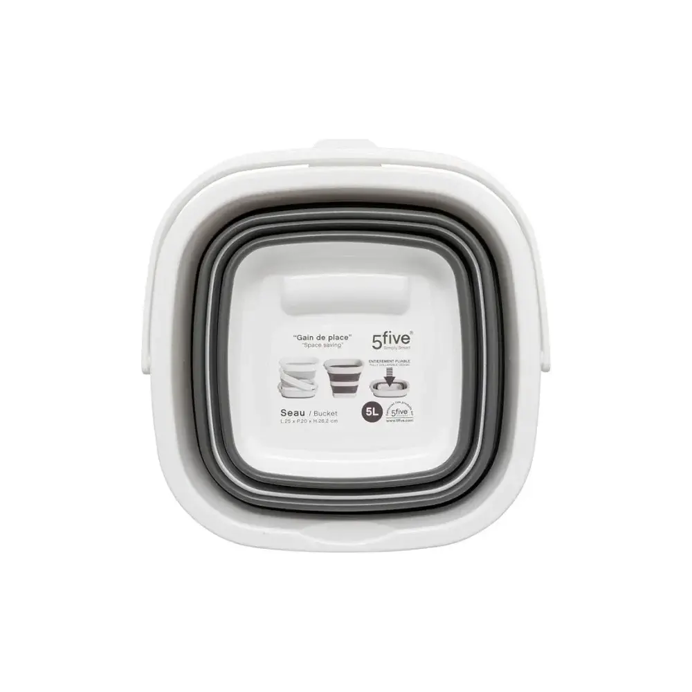 Secchio Retrattile 5FIVE 5L Grigio e Bianco - 25x20x26,2 cm