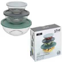 Set 3 Contenitori Vetro Borosilicato 5FIVE | 2L, 1L, 0.4L