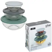 Set 3 Contenitori Vetro Borosilicato 5FIVE | 2L, 1L, 0.4L