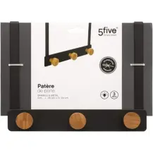 5FIVE Appendiabiti 3 teste metallo nero e bambù
