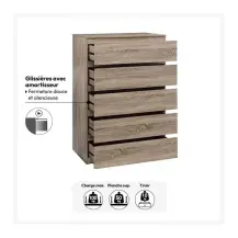 5five Cassettiera Dolo 5 cassetti effetto legno naturale
