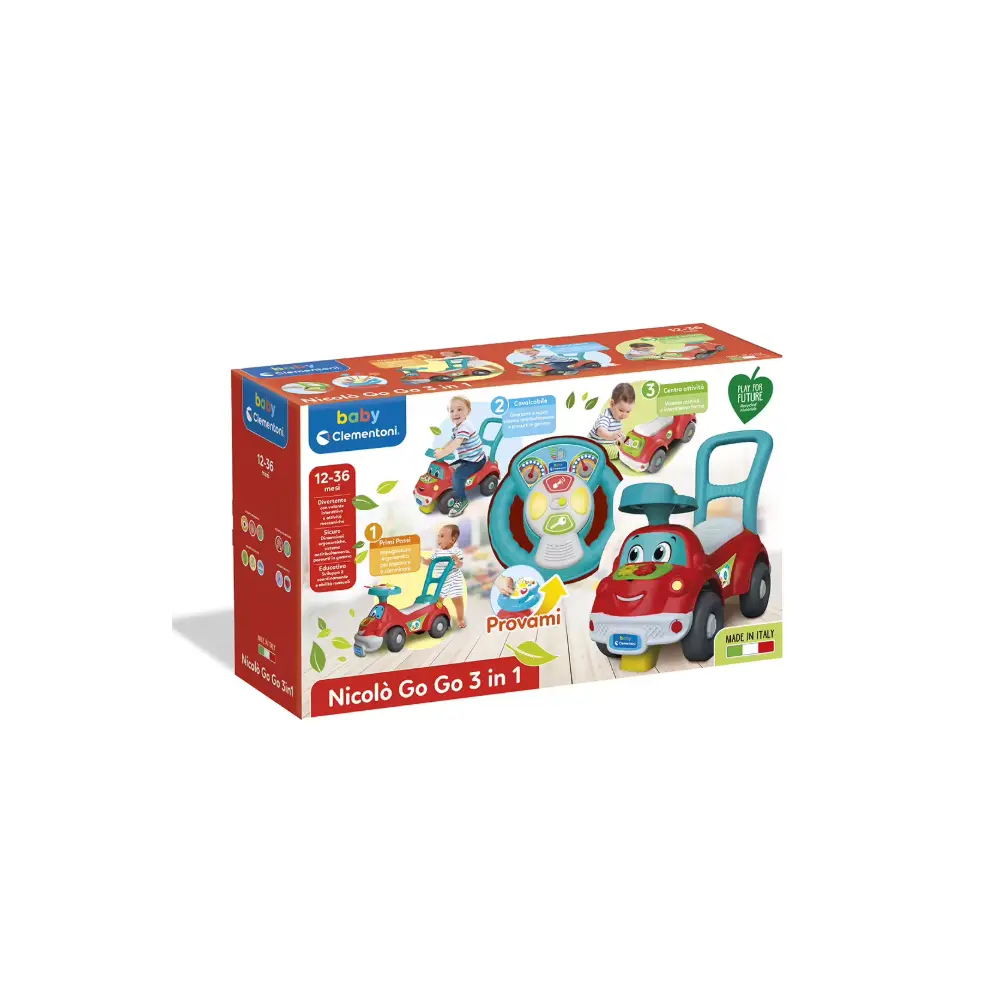 Baby Clementoni Nicolò Go Go 3 in 1 | Macchinina Primi Passi 12-36 Mesi