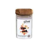 5Five Vaso in vetro con coperchio acacia 1 L