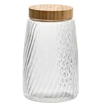 5FIVE Barattolo Striva vetro 1,5 L con coperchio bambù
