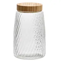5FIVE Barattolo Striva vetro 1,5 L con coperchio bambù