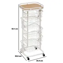 5five Balm Carrello 5 cestelli metallo MDF 35x31x93 cm