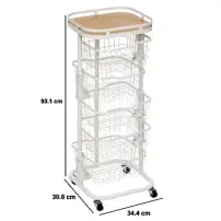 5five Balm Carrello 5 cestelli metallo MDF 35x31x93 cm