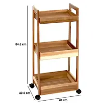 5FIVE Carrello 3 Ripiani Acacia e MDF 40x30x84 cm