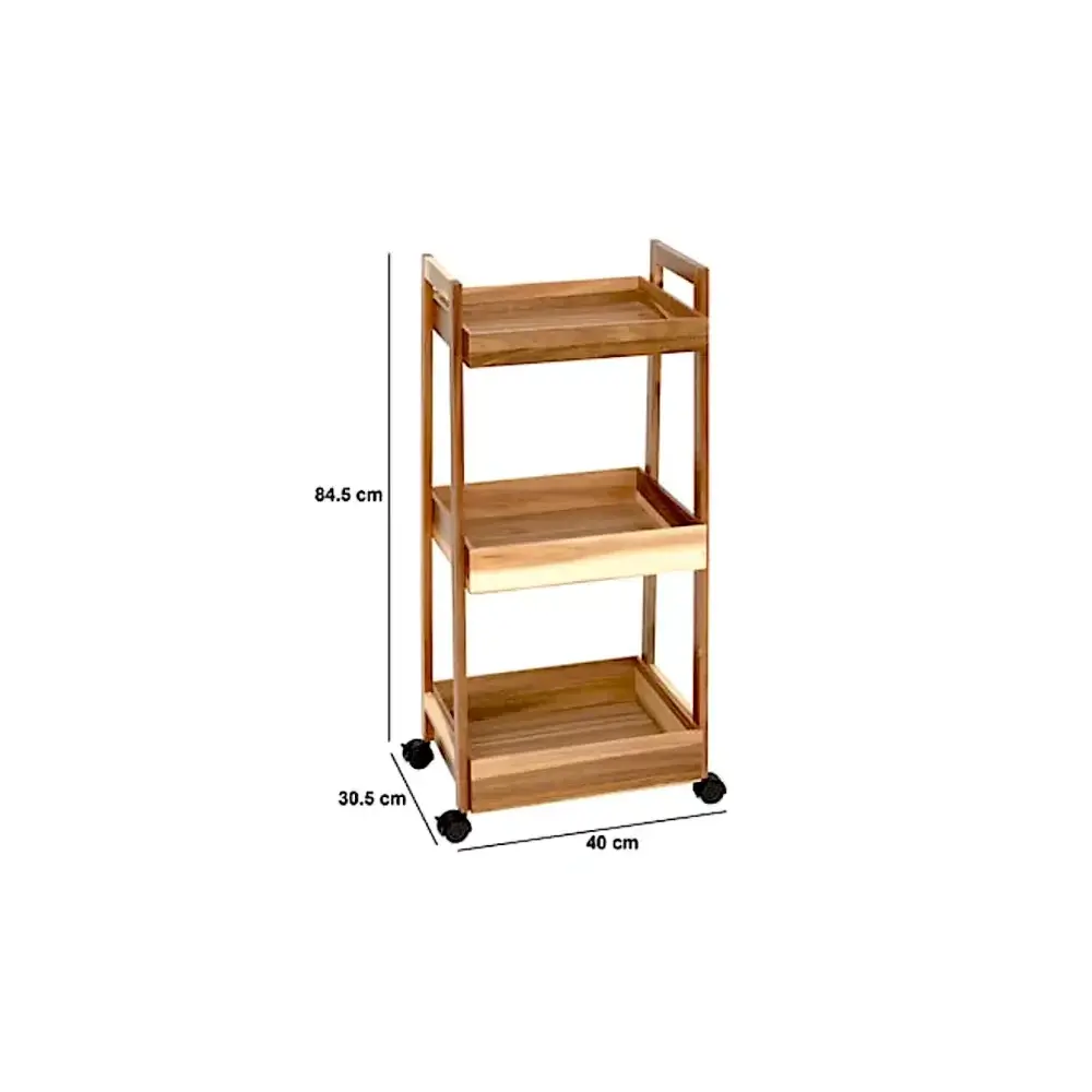 5FIVE Carrello 3 Ripiani Acacia e MDF 40x30x84 cm