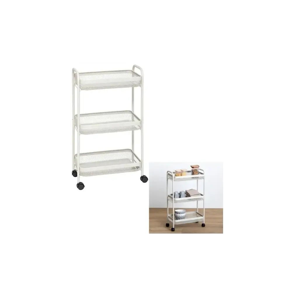 5Five Carrello 3 Ripiani in Metallo Beige 46,5x26,5x79,6