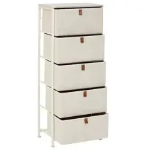 Tissa 5 Cassetti - Cassettiera in MDF e Metallo Beige
