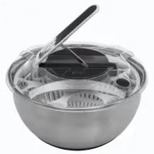 5FIVE Centrifuga per Insalata con Ciotola in Acciaio Inox 3,5 Litri
