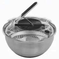 5FIVE Centrifuga per Insalata con Ciotola in Acciaio Inox 3,5 Litri
