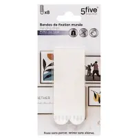 5Five Strisce Fissaggio Parete Bianche, Confezione 8