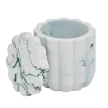 5Five Marby Contenitore Bagno in Poliresina Bianca 9x9 cm