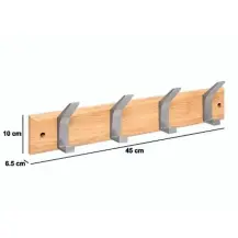 5FIVE Patere in Legno e Metallo 4 Teste – Finitura Naturale