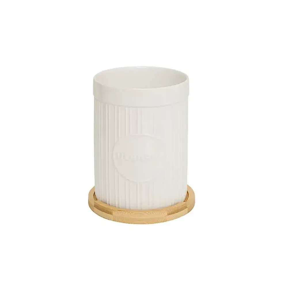 5Five Simply Smart Porta Utensili in Ceramica e Bamboo 13x17 cm