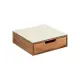 5FIVE Porta Capsule in Acacia e Vetro Beige 30x30x9,7 cm
