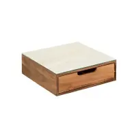 5FIVE Porta Capsule in Acacia e Vetro Beige 30x30x9,7 cm