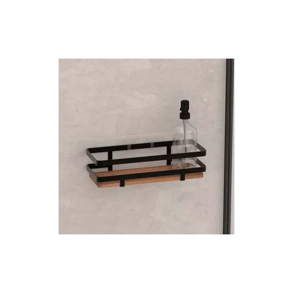 5FIVE Mensola Bagno Metallo e Legno 25,5x10x8 cm