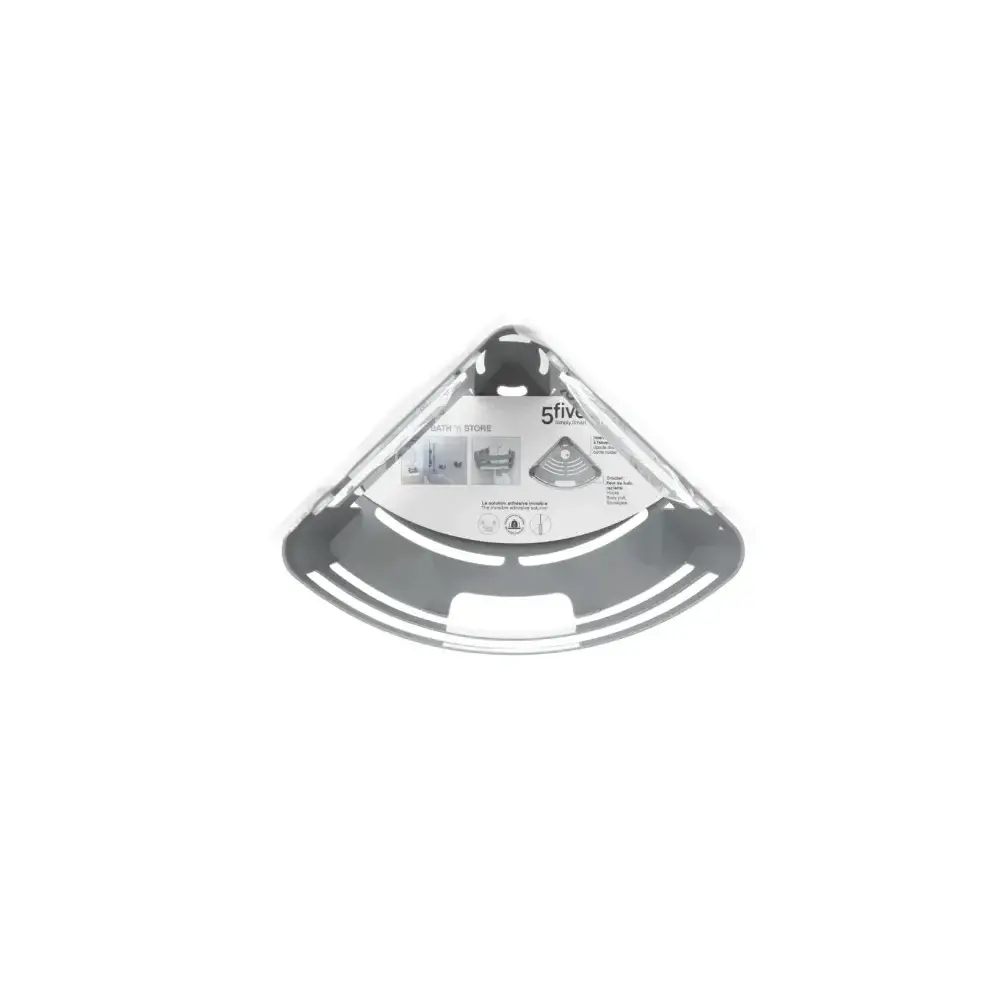 5FIVE Mensola angolare con ventose grigio 28,5 cm