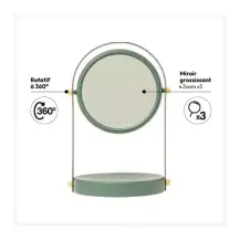 Duo Ficus Specchio Girevole Rotondo 26,5 x 18 x 16 cm