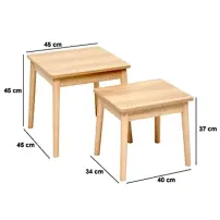 Abana Set 2 Tavolini in Legno Beige Impilabili