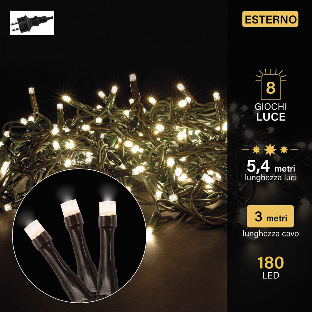 180 led bianco caldo - uso esterno