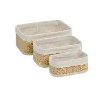 Set Cestini Stemy 3 Pezzi Bamboo Tessuto Beige
