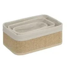 Set Cestini Stemy 3 Pezzi Bamboo Tessuto Beige