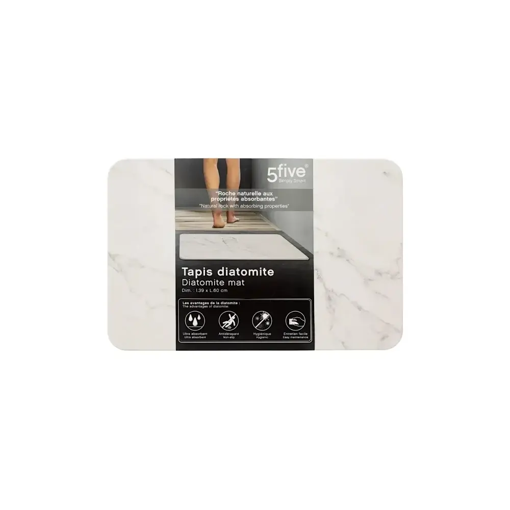 Lea Tappeto in Diatomite 39x60 cm Bianco – Asciugatura Rapida