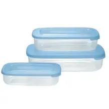 TONTARELLI Frigo Box 3 pezzi – Trasparente con coperchi azzurri
