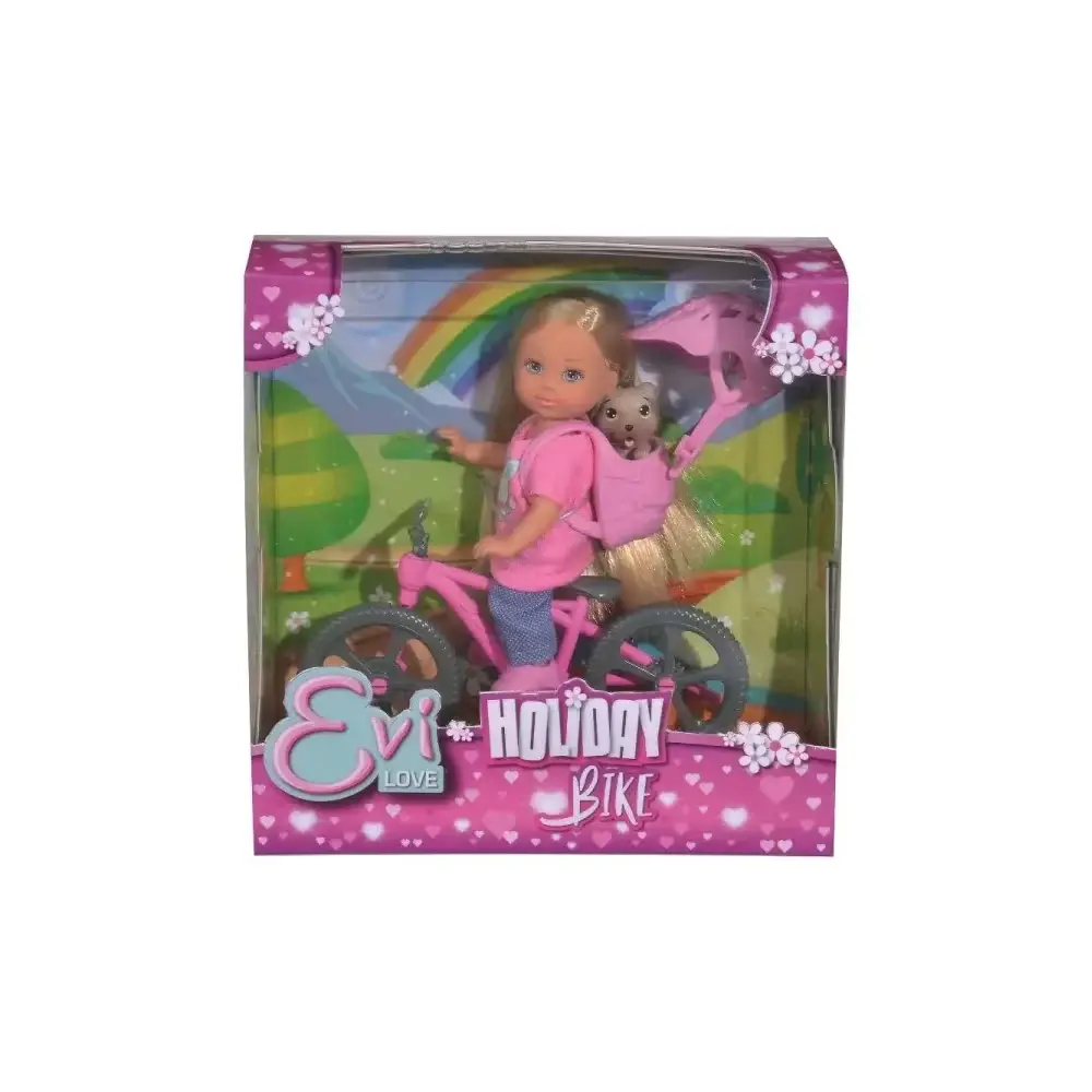 Evi Love Bambola Evi Snodata in Bici con Cagnolino per bambini da 3 a…